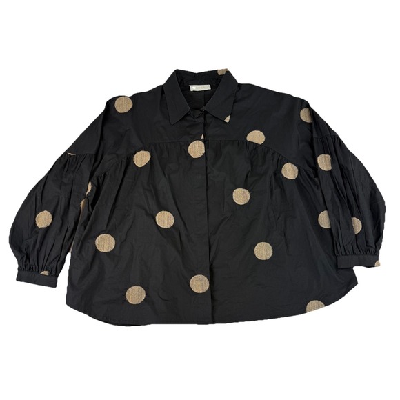 Noet Tops - Noet Button Down Top Women's Size 14 Lagenlook Art To Wear Geometric‎ Black